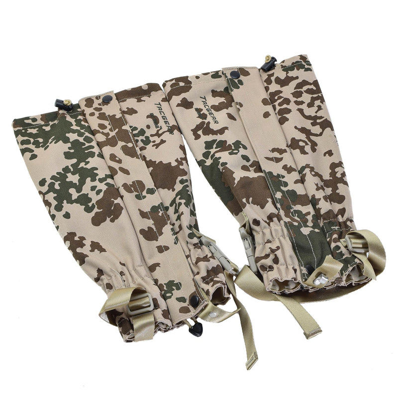 TACGEAR brand leg gaiters waterproof German BW tropical camo metal hooks NEW