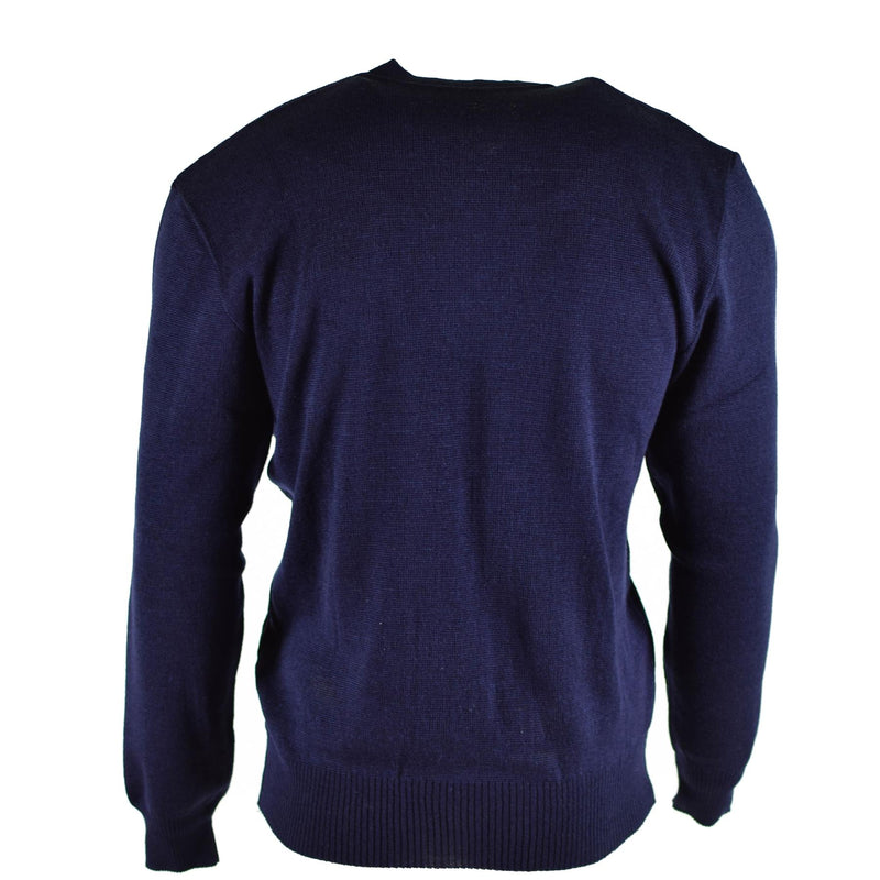 Original Czech army Sweater Jumper Blue Wool V-neck military surplus NEW