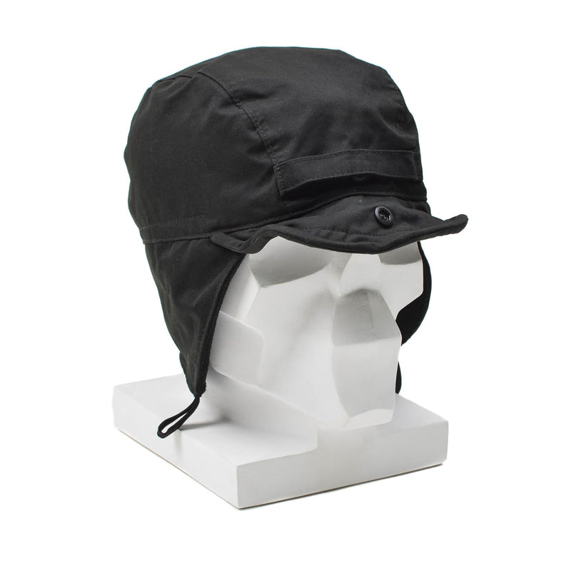 Original Dutch paratrooper hat ranger cap ear flaps brim windproof black surplus