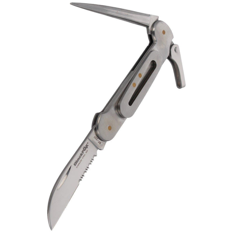Fox Knives folding sailing multitool with 420 stainless steel satin blade and durable 55 HRC hardness for maritime use