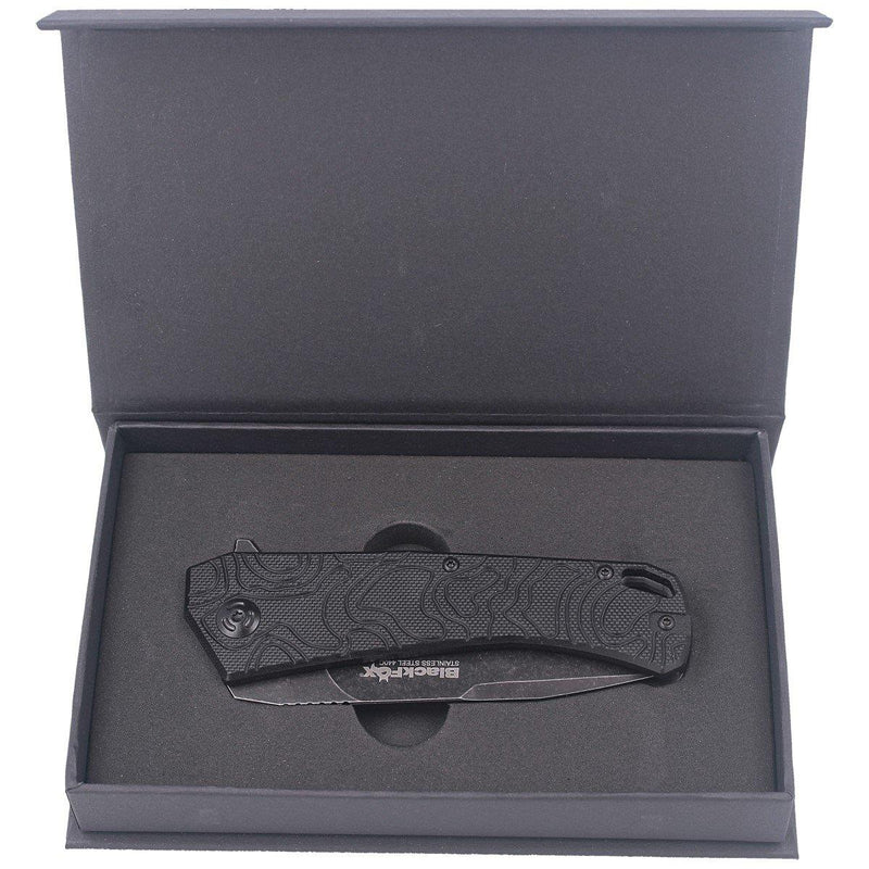 Fox Knives ECHO 1 folding pocket knife black Idroglider stone wash coating - GoMilitar