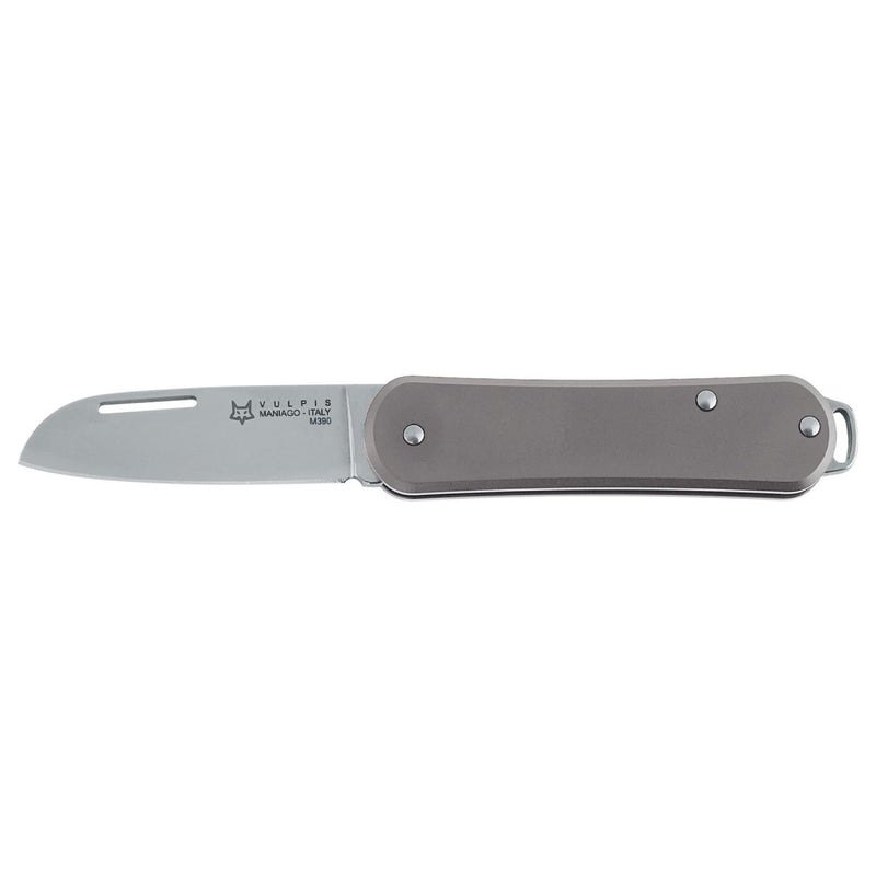 Fox Knives VULPIS Folding Pocket Knife Drop Point Stainless Steel M390 Gray - GoMilitar