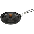 Fox Outdoor Frying Pan Steel Foldable Rubber Coated Handle Enamel Lid Black