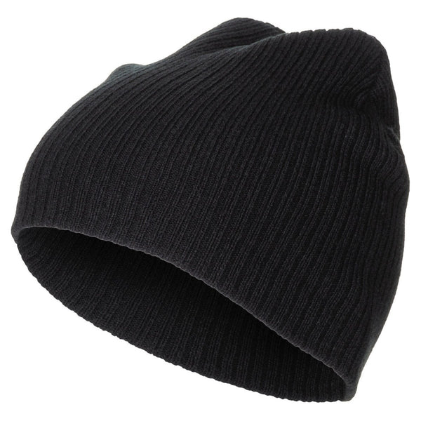 Fox Outdoor Knitted Beanie Hat Extra Short One Size Two Layer Acrylic Black - GoMilitar