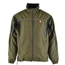 Genuine Austrian Army olive green training tracksuit jacket with full zip, high neck, elastic cuffs, and side pockets.