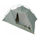 Genuine Belgian military two-person waterproof ripstop tent with poles, pegs, and transport bag for camping.