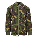 British Military Cardigan Thermal Fleece Jacket in DPM camo with zip-up, rib-knit cuffs, collar, and adjustable hemline