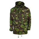Genuine British military combat smock jacket in DPM camouflage with hood, multiple pockets, and adjustable features.