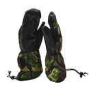 Genuine British Army mittens with leather palm grip in DPM camouflage, designed for durability and cold weather protection.