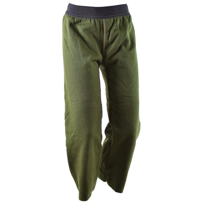 Vintage Dutch Army Olive OD insulated pants liners with elastic waist and cuffs for warmth and comfort