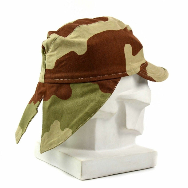 French army desert camo combat cap with swallowtail design and neck flap, breathable fabric for sun protection