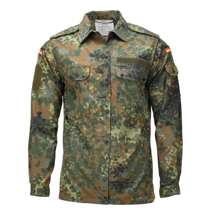 Women Snap Button Fastening Flecktarn Camo Field Shirt