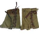 Vintage genuine Italian army olive canvas gaiters with laces and straps for hiking or military use M70 combat style