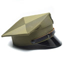 Vintage Polish military officer peaked cap in olive with adjustable chinstrap and black visor, symbolizing tradition and honor.