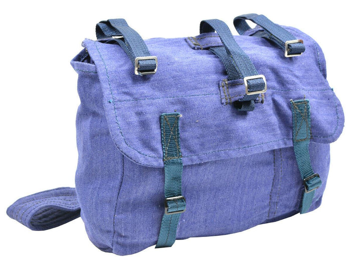 Genuine Romanian army bread bag military surplus Blue canvas haversack NEW - GoMilitar