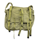 Genuine Romanian army olive canvas bread bag with double buckle closures and adjustable shoulder strap military surplus