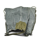 Genuine Swiss military surplus wool gaiters in gray with drawstring and strap, designed for outdoor and cold weather protection.