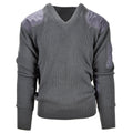 Italian Military pullover gray wool commando V-neck sweater reinforced elbows