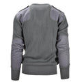 Italian Military pullover gray wool commando V-neck sweater reinforced elbows