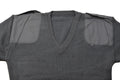 Italian Military pullover gray wool commando V-neck sweater reinforced elbows