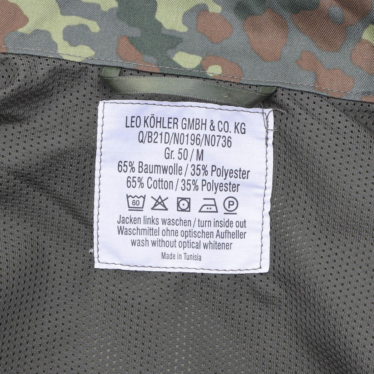 Leo Kohler military combat tactical jacket lightweight field flecktarn camo