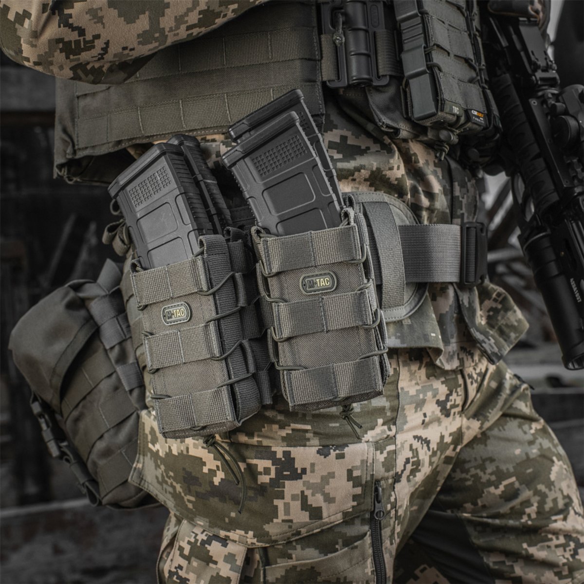 M-TAC Open Double Magazine Pouch Non Slip Rubberized Tactical Cordura Olive