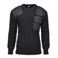 MFH Brand sweater commando jumper rib knit wool reinforced pullover black NEW