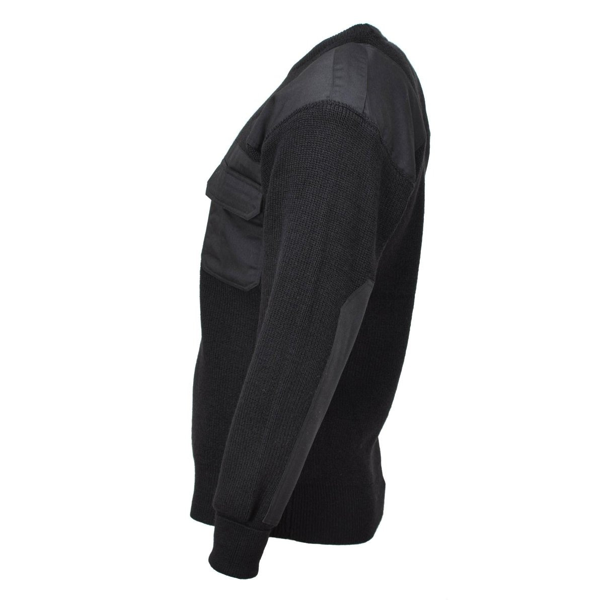 MFH Brand sweater commando jumper rib knit wool reinforced pullover black NEW