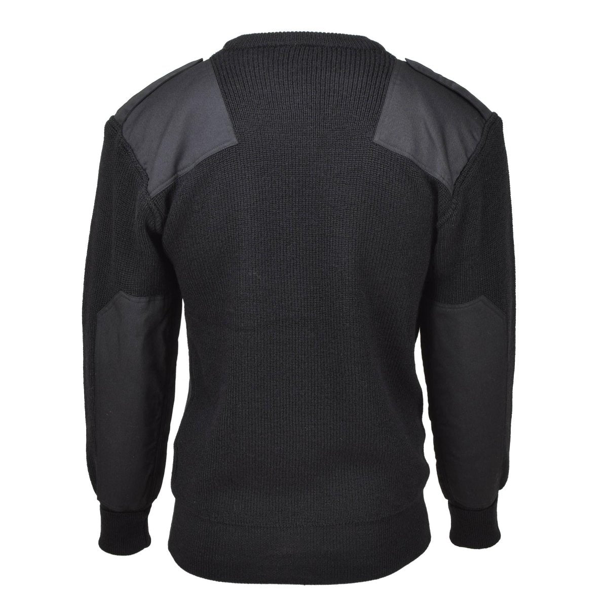 MFH Brand sweater commando jumper rib knit wool reinforced pullover black NEW