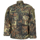 MFH Brand U.S. Military style jacket in flecktarn camo ripstop with multiple pockets and reinforced elbows