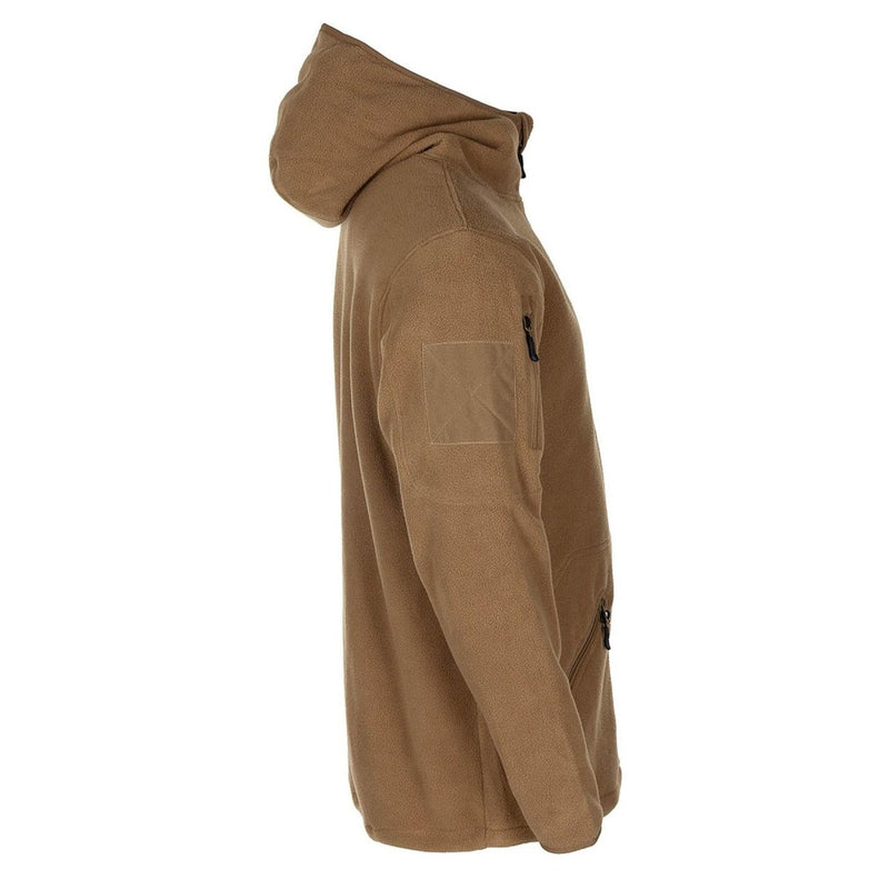MFH military style tan tactical hooded fleece jacket outdoor hiking full zip NEW - GoMilitar