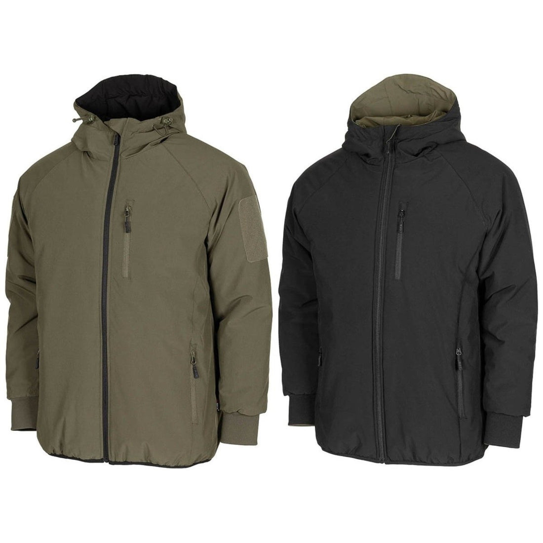 MFH Reversible Thermal Jacket Water Repellent Insulated OD Green Black