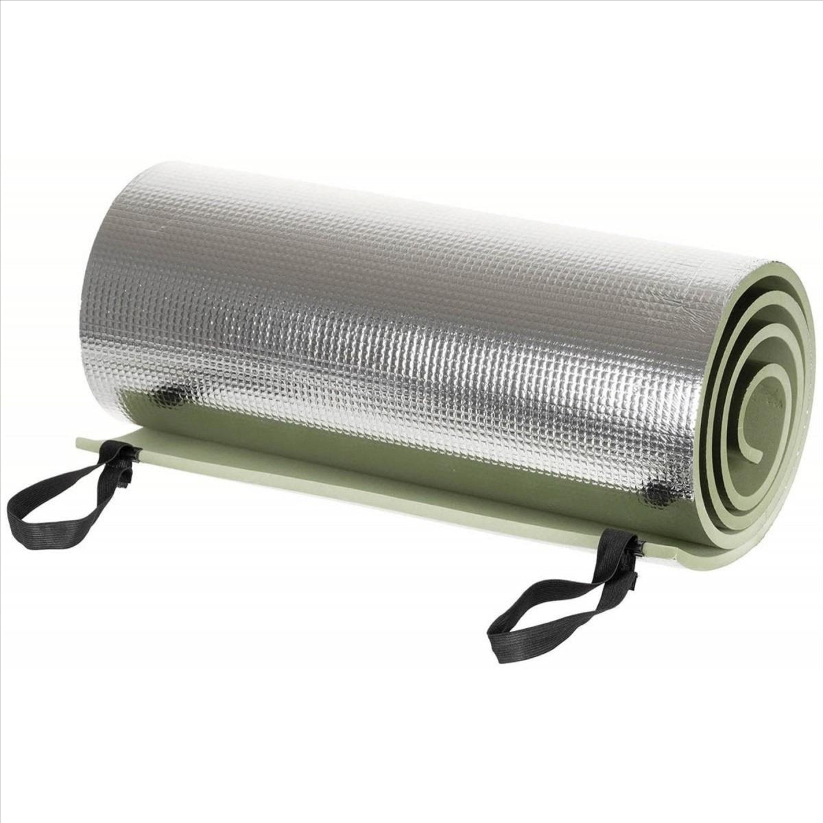 MFH Sleeping Pad EVA Foam Aluminium Coated Elastrics Strap Packing Green