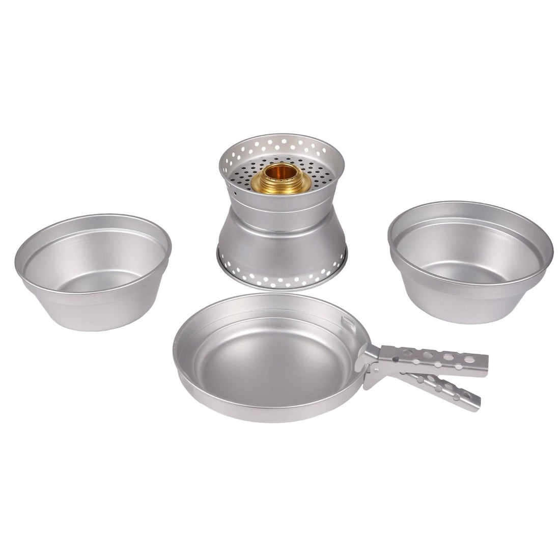MIL-TEC aluminum cooking stove set hiking cookware compact camping pan pot bowl