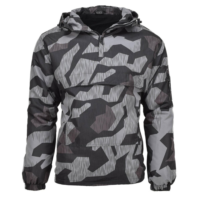 MIL-TEC anorak jacket in splinter night camouflage with hood, windproof and warm for military use.
