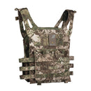 MIL-TEC Gen II camouflage plate carrier vest with MOLLE webbing and adjustable padded straps for tactical use.