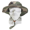 Mil-Tec military-style boonie hat in CCE camo with wide brim and adjustable chinstrap on white mannequin head.
