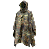 Mil-Tec Brand Military style poncho Flecktarn camo ripstop lightweight waterproof