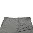 U.S. Army style olive drab prewashed ripstop Bermuda shorts with button fly and multiple pockets visible
