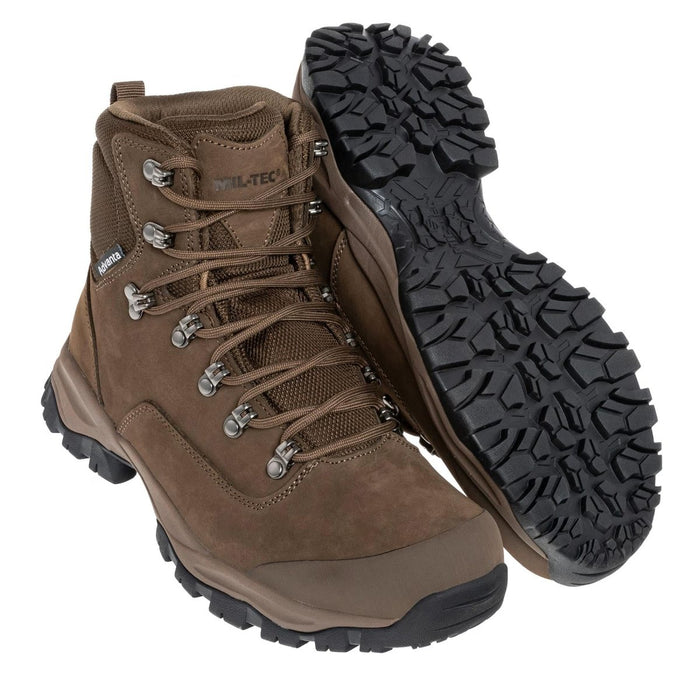MIL-TEC BW Tactical Combat Boots Waterproof Breathable Advanta Outdoor Brown with rugged sole for hiking and outdoor gear use