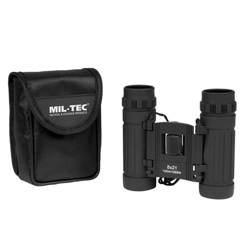 MIL-TEC Collapsible Binoculars 8x21 Visual Field 126m Nylon Bag Included Black