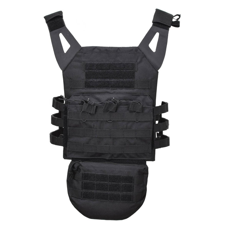 Black MIL-TEC GEN II military tactical plate carrier vest with modular MOLLE webbing and adjustable straps for secure fit