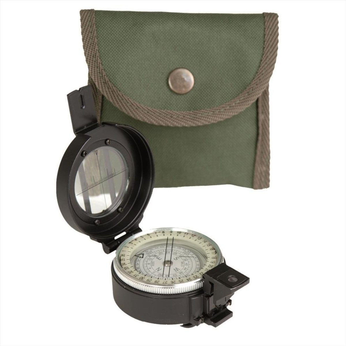 MIL-TEC Metal Lensatic Compass Aluminium Casing Shiny Face Navigation Black