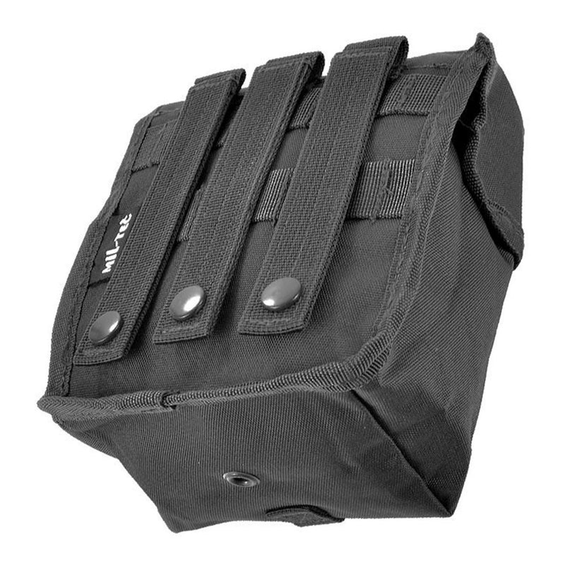Black MIL-TEC medium universal MOLLE pouch with secure button straps for military and outdoor gear storage.