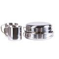 MIL-TEC outdoor cookware 8 pieces stainless camping cooking pot pan cup plate