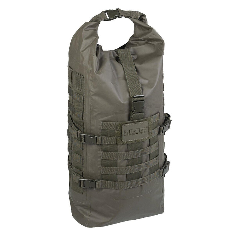 Olive green MIL-TEC SEALS 35L waterproof tactical roll-up dry bag backpack with buckle closures and MOLLE straps