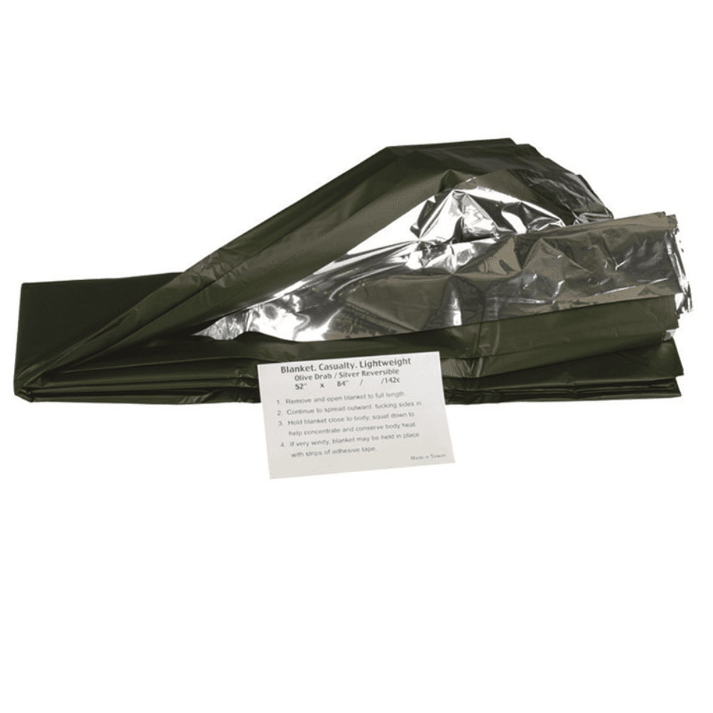 Mil-Tec Survival Blanket Emergency Thermal Lightweight Olive Aluminumized