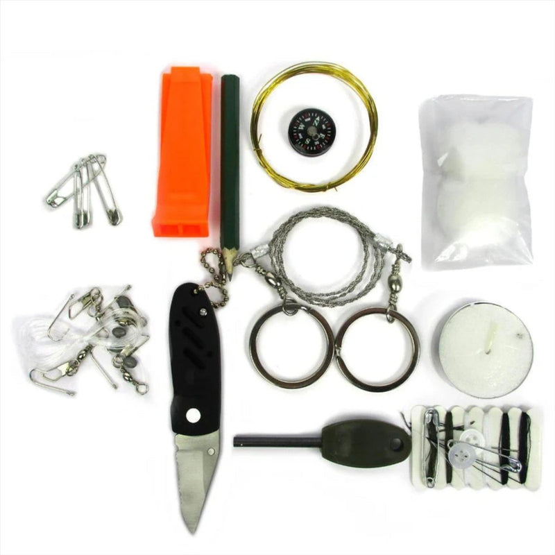 MIL-TEC Survival Kit Waterproof Box Emergency Fishing Firestarter Tools