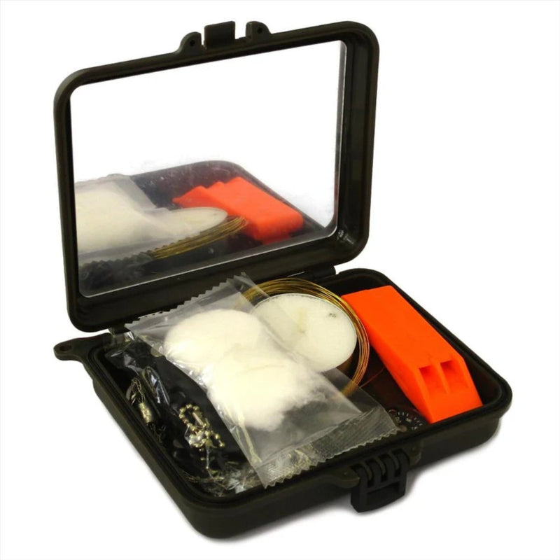 MIL-TEC Survival Kit Waterproof Box Emergency Fishing Firestarter Tools