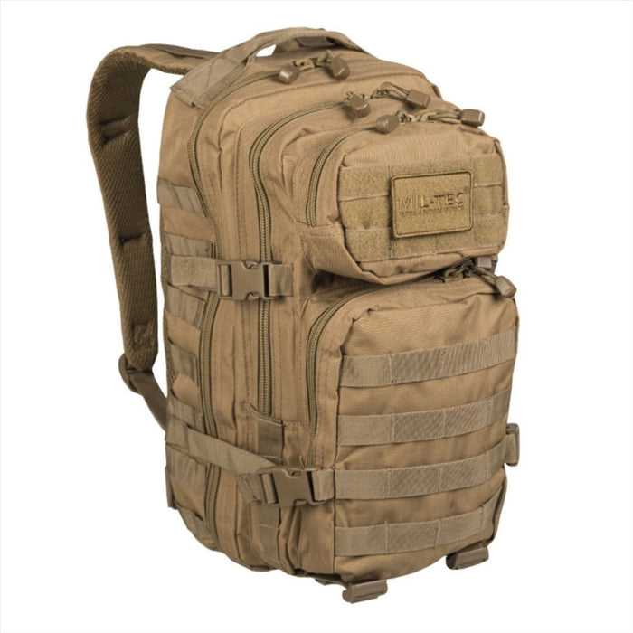 MIL-TEC US ASSAULT 20L Backpack Ergonomic Padded Shoulder Straps Coyote - GoMilitar